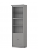 Estante alta com 2,20m para biblioteca na cor cinza com duas portas de madeira / coleção biblioteca